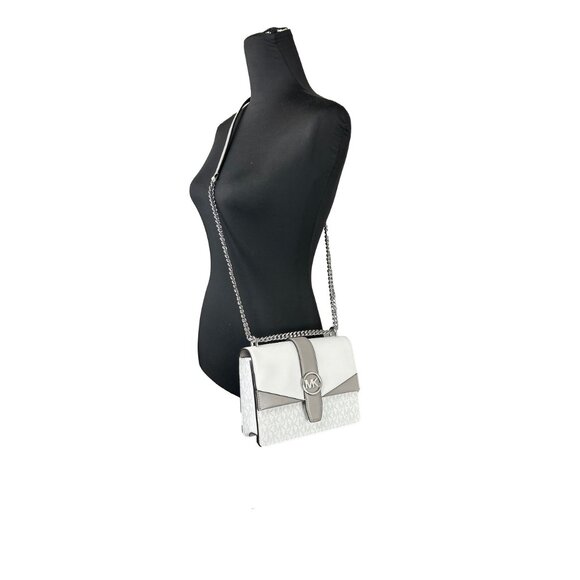 NEW Michael Kors Greenwich Small Shoulder Flap Crossbody Bag Optic White Purse - Picture 2 of 5